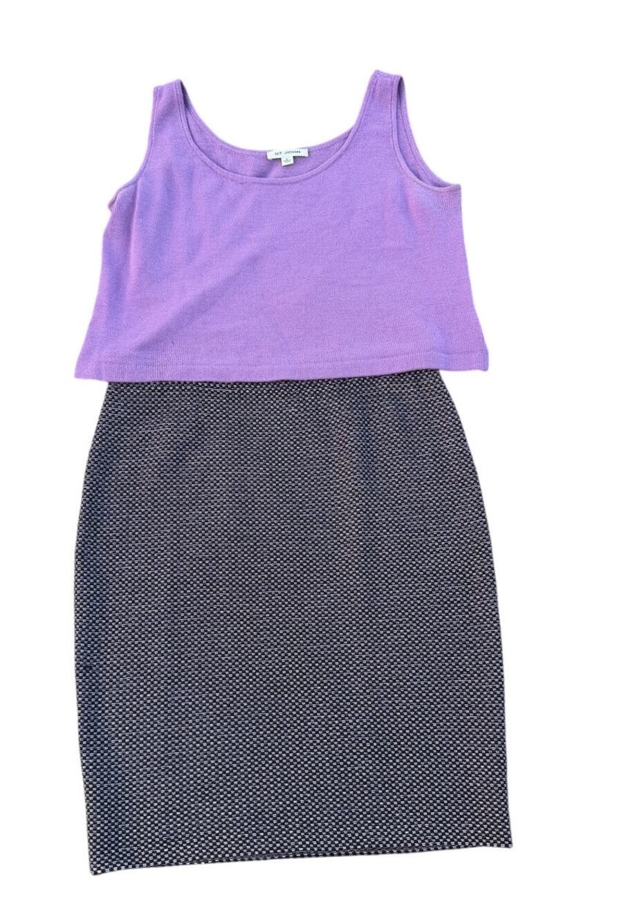 St. John Collection Skirt and Shell Set - Black and Purple - Size 12
